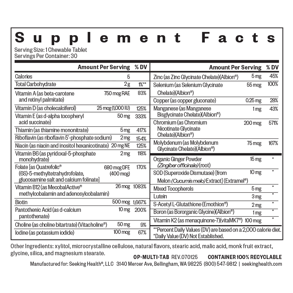 Multivitamin One Chewable | Clean Nutrition Support