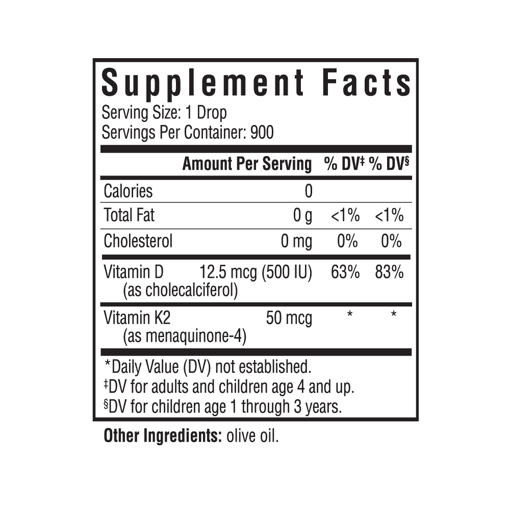 Vitamin D3 + K2 Drops | Clean Nutrition Support